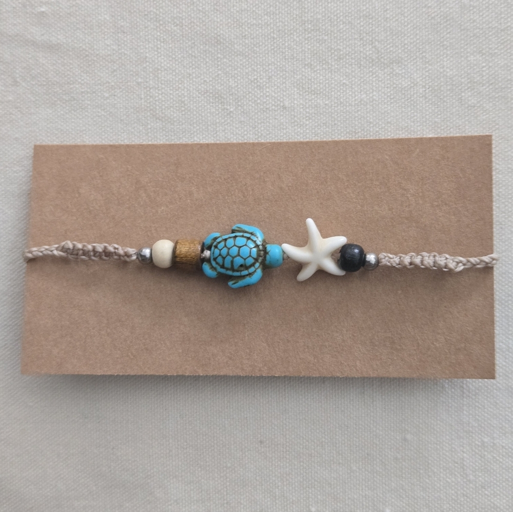 028 New Handmade Turquoise Turtle and Starfish Bracelet
